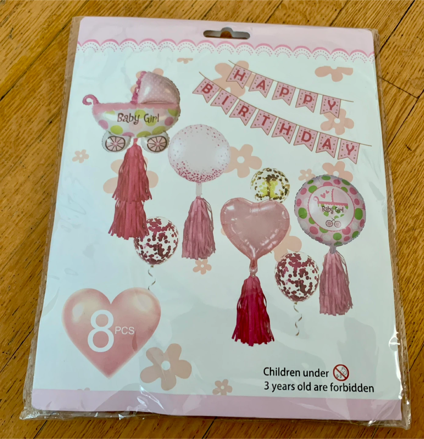 Baby Girl Birthday Balloon & Banner Kit
