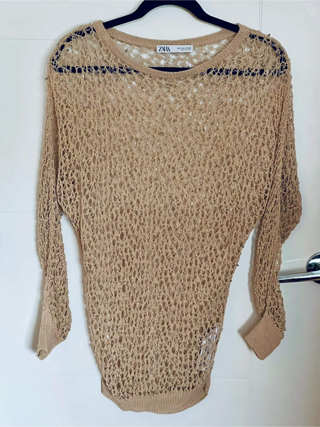 ZARA GORGEOUS OPENWORK SWEATER W/ SILVERY DECORATIVE BEADS - photo 2