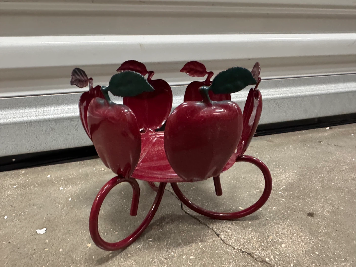 Red Apple Metal Candlestick Holder