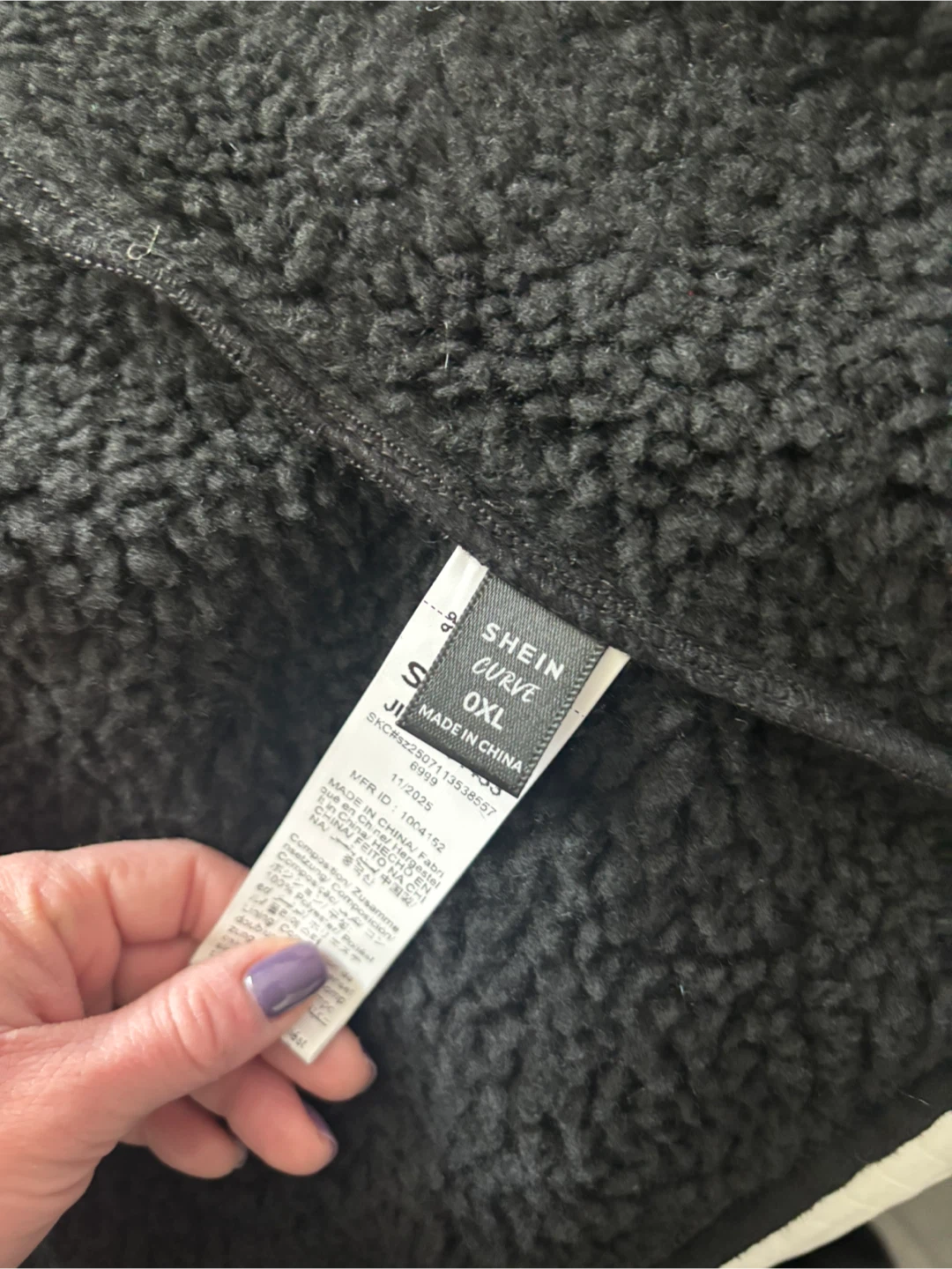 SHEIN CURVE Black Faux Fur Trim Coat - photo 2