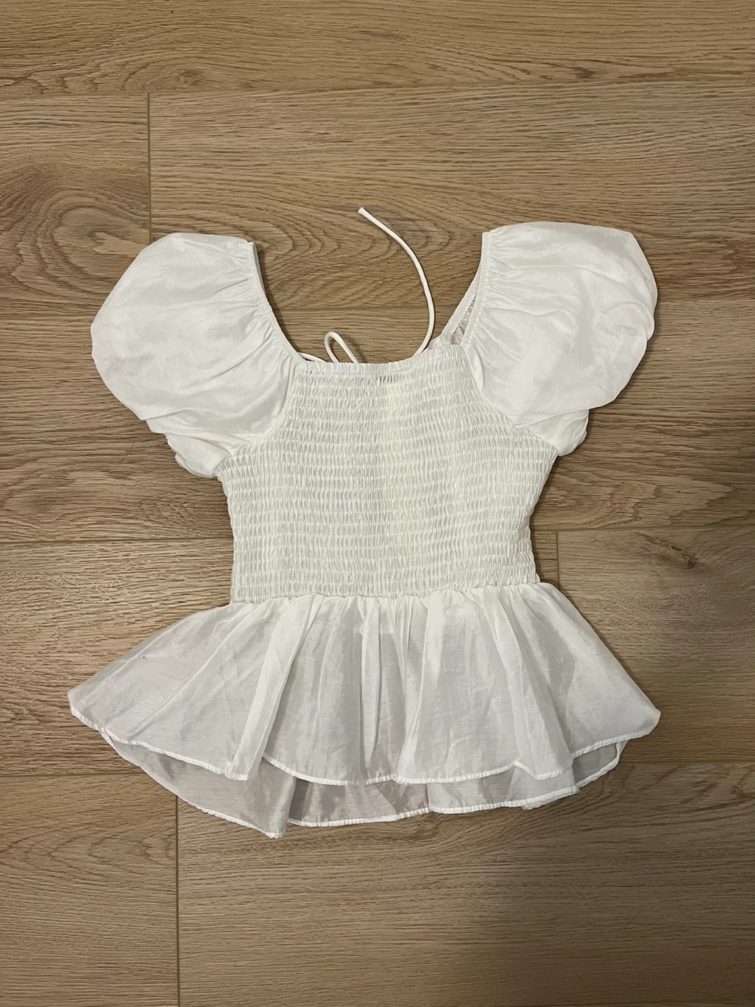 white puff sleeve peplum top - photo 2