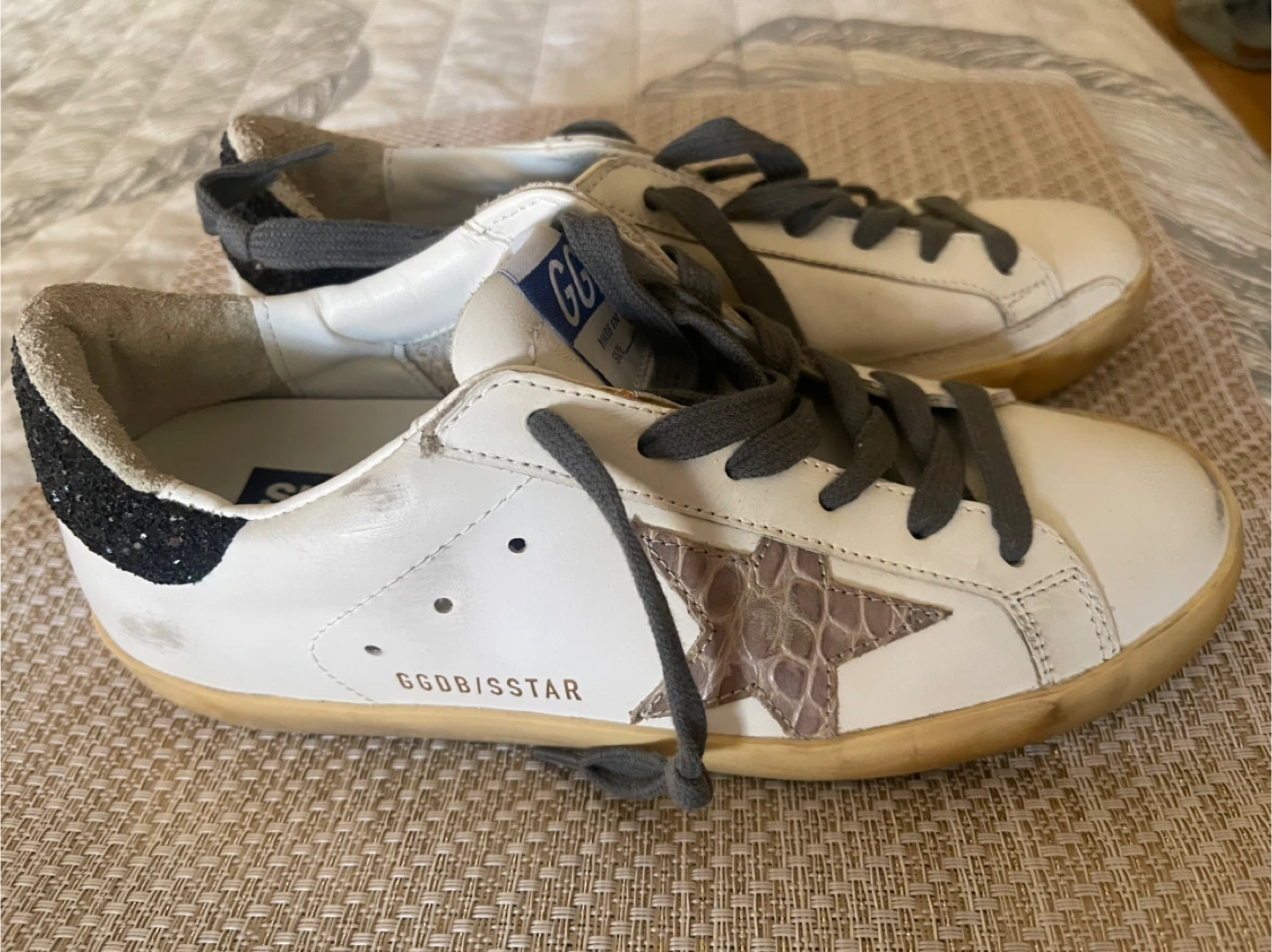 Golden Goose Superstar Sneakers White Black Glitter Star