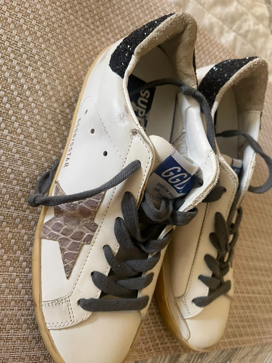 Golden Goose Superstar Sneakers White Black Glitter Star - photo 4