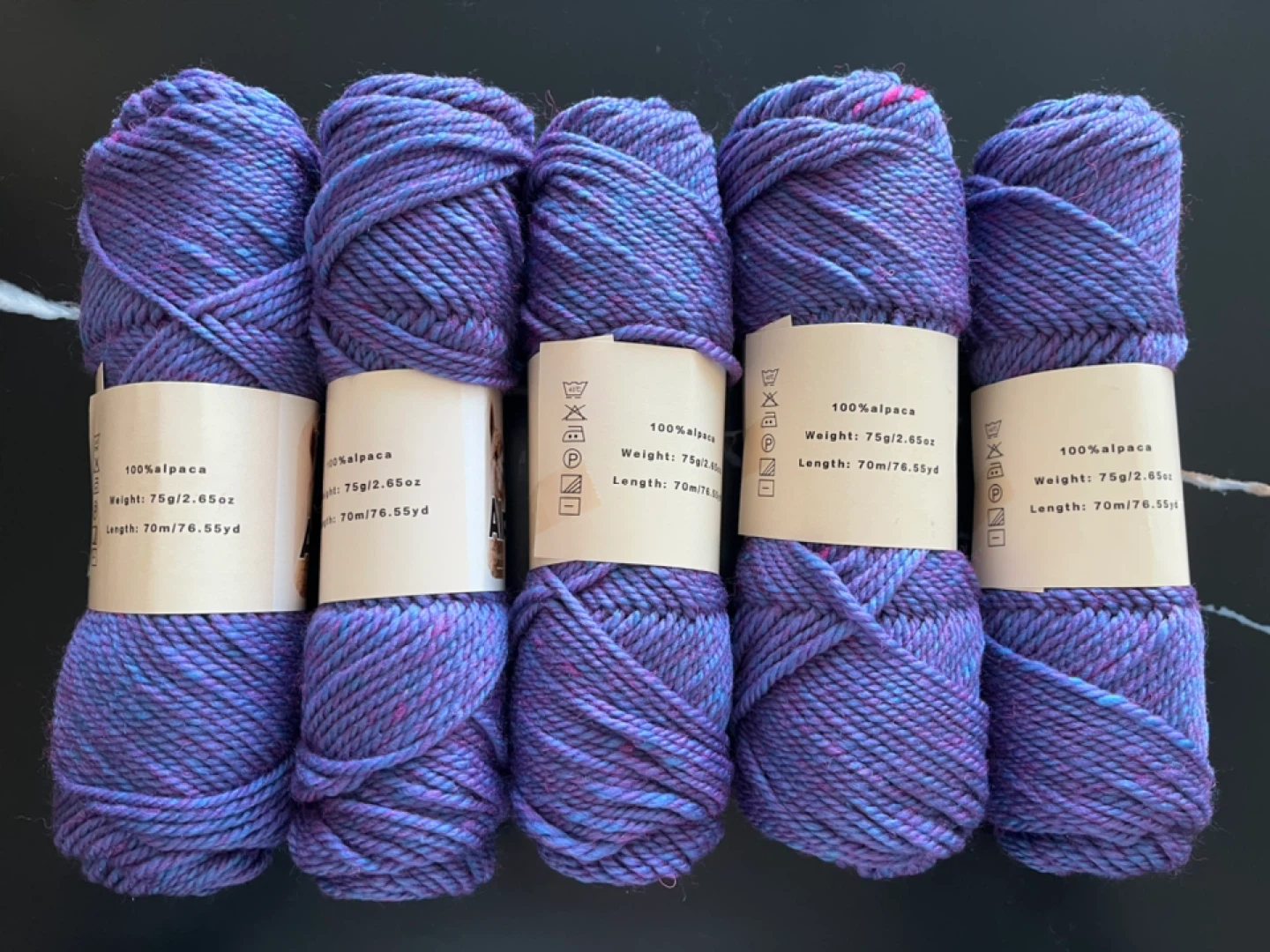 5 x 100% Alpaca Yarn Skeins - Purple Mix
