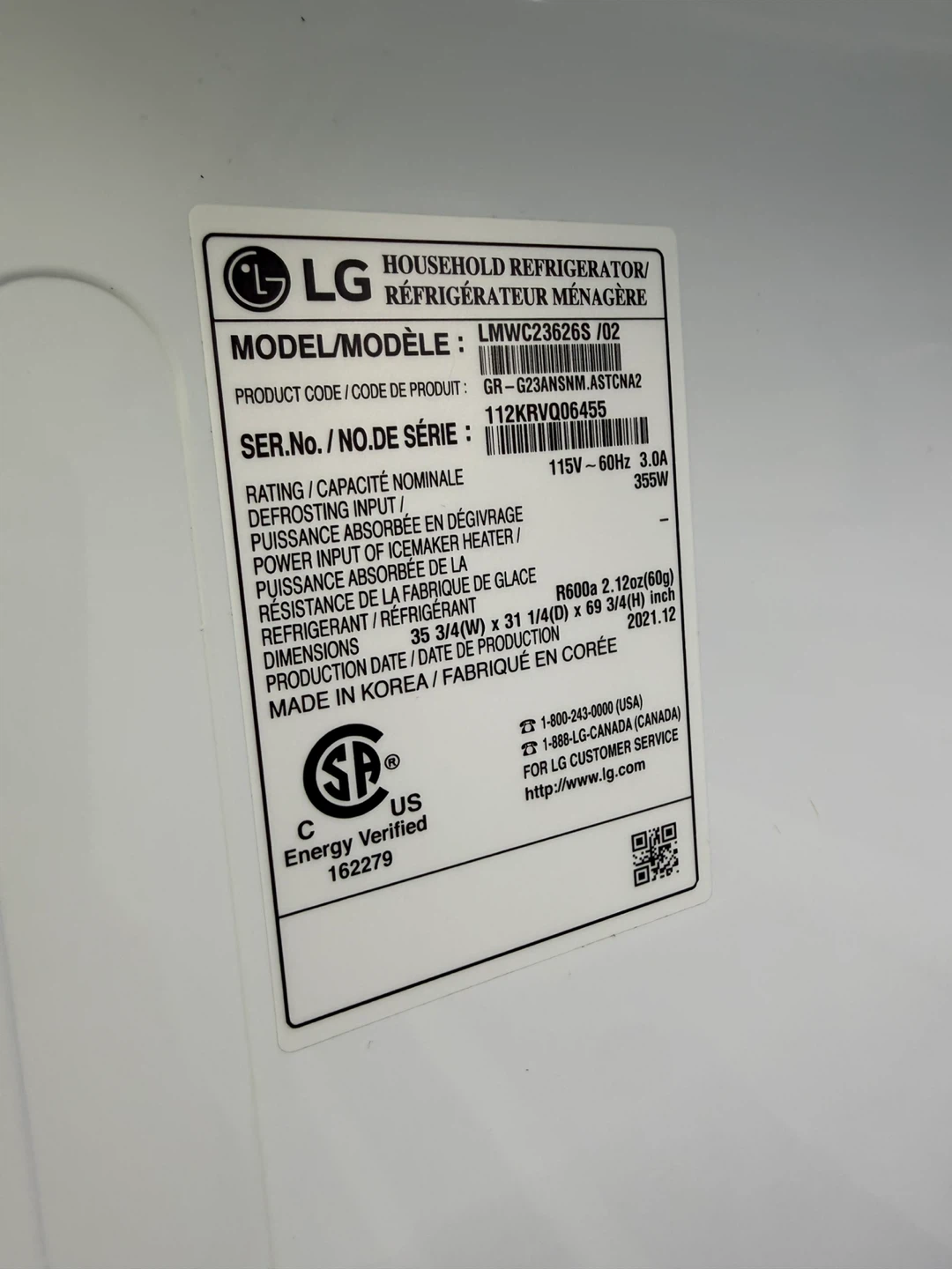 LG French Door Stainless Steel Refrigerator 36w counter depth - photo 3