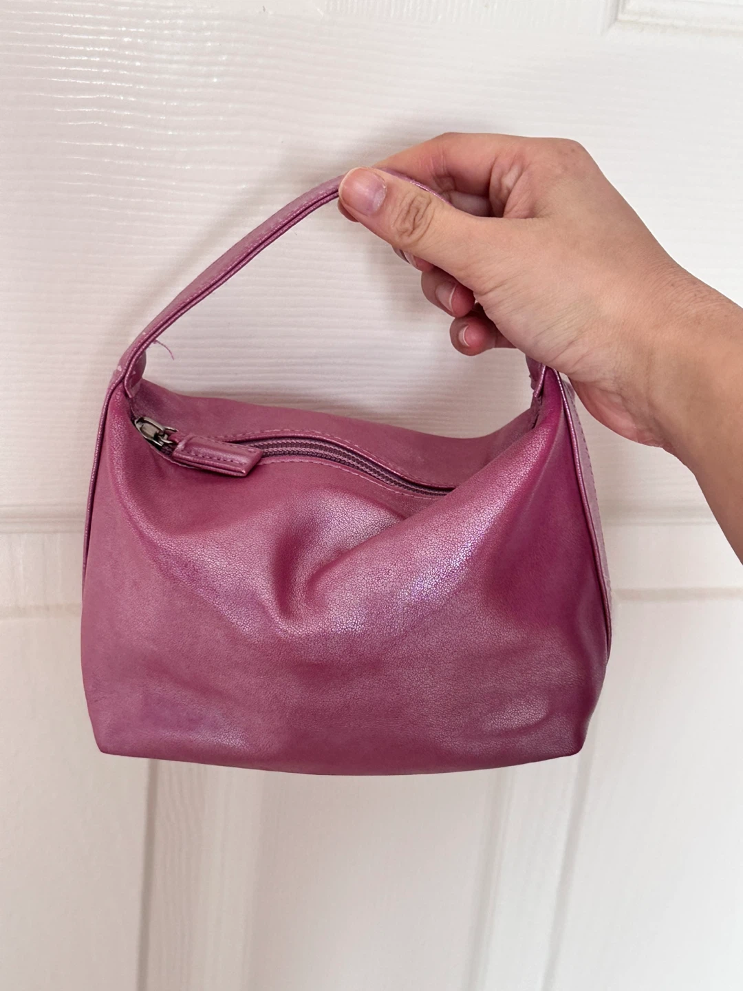 Pink Faux Leather Handbag