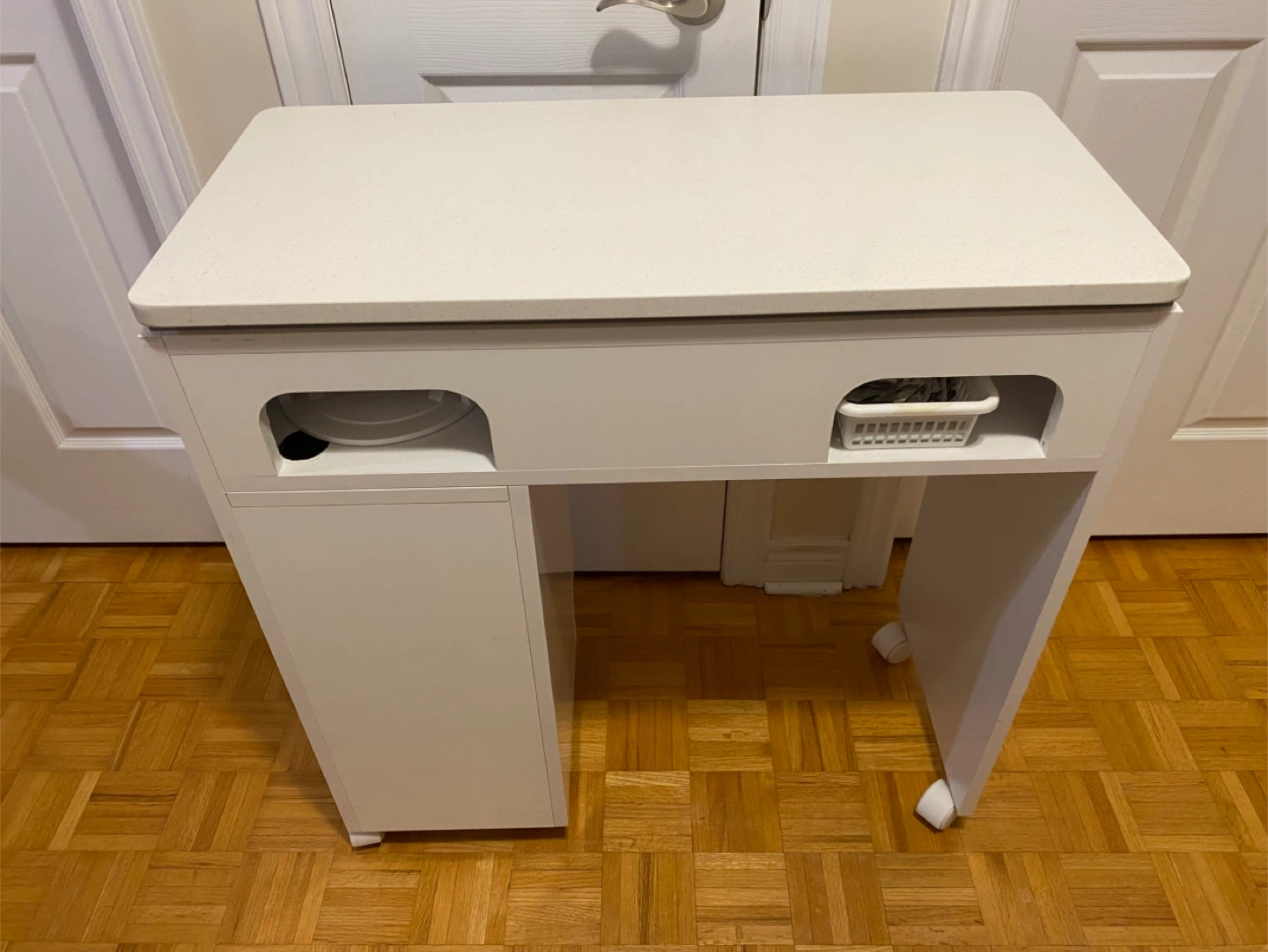 White Nail Tech Manicure Table with Drawers and Storage - photo 3