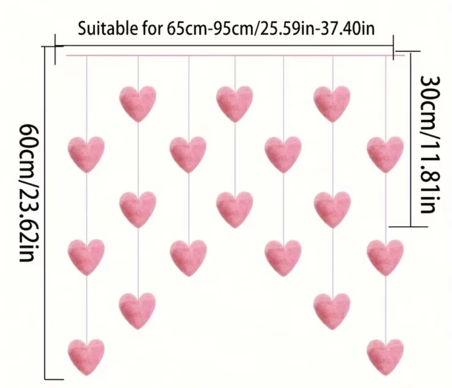 FREE - Pink Heart plush decor - 7 sets, 18 pieces of heart - photo 3
