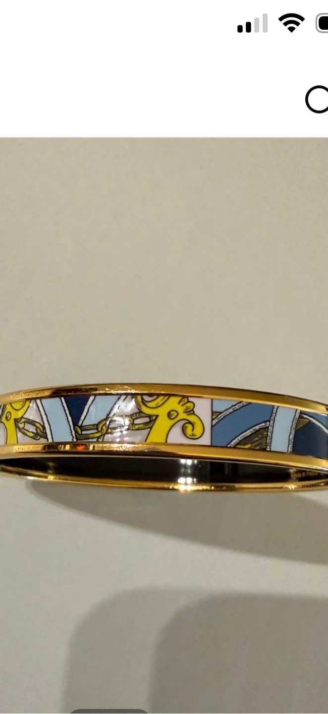 Hermès Paris Enamel & Gold Bangle Bracelet - photo 2