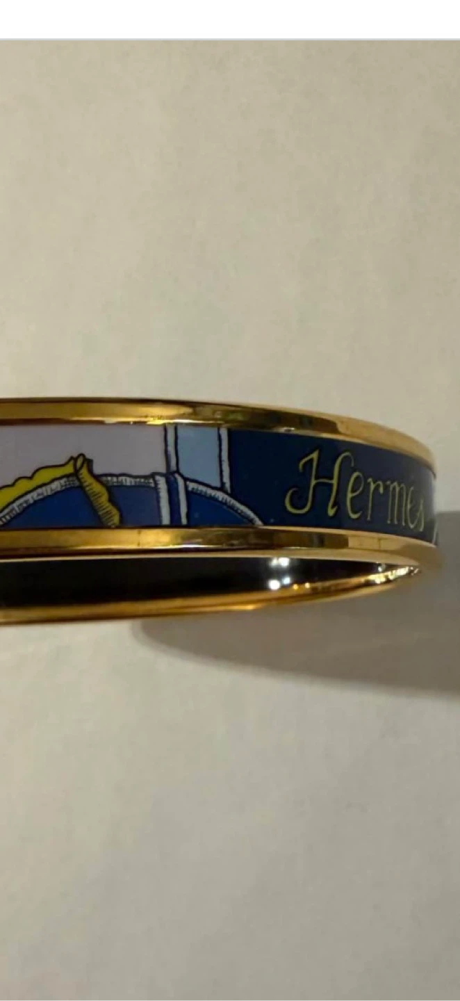 Hermès Paris Enamel & Gold Bangle Bracelet - photo 4