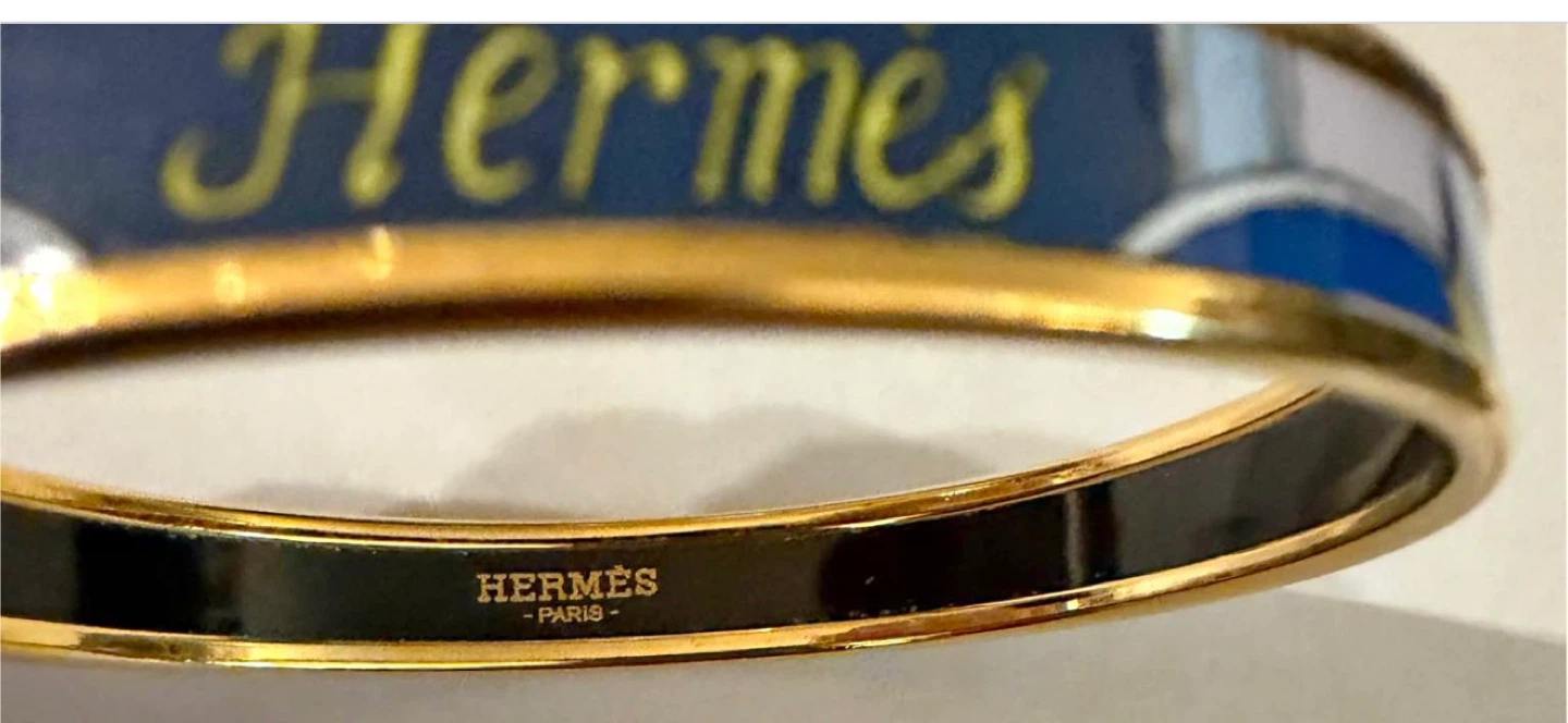 Hermès Paris Enamel & Gold Bangle Bracelet - photo 5