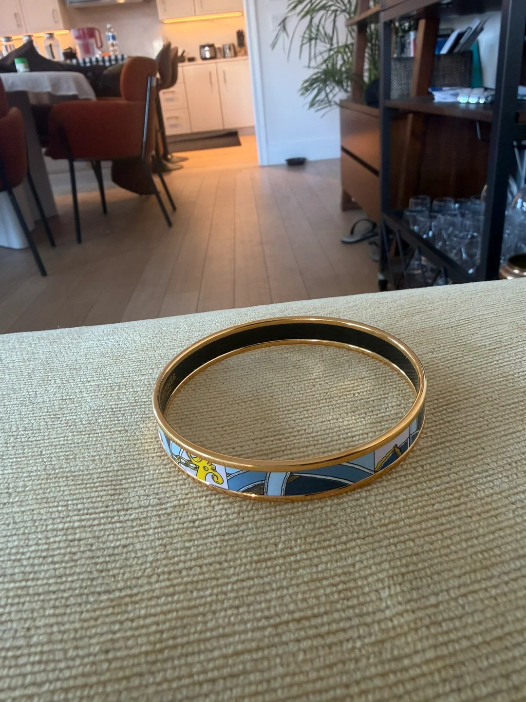 Hermès Paris Enamel & Gold Bangle Bracelet - photo 3