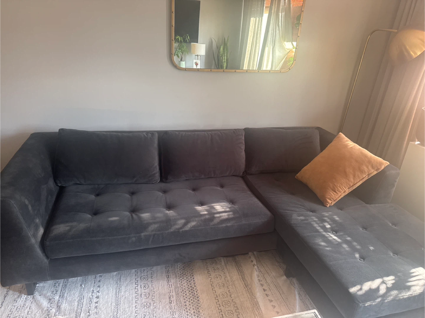Dark Gray Sectional Sofa with Chaise - photo 2
