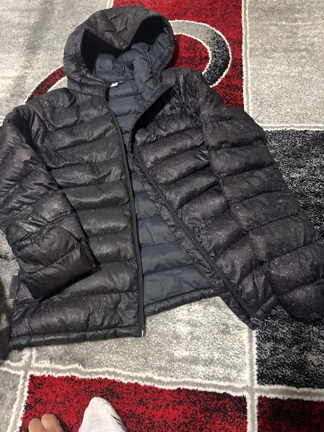 Mountain Warehouse Puffer Jacket - Black with Speckled Pattern
