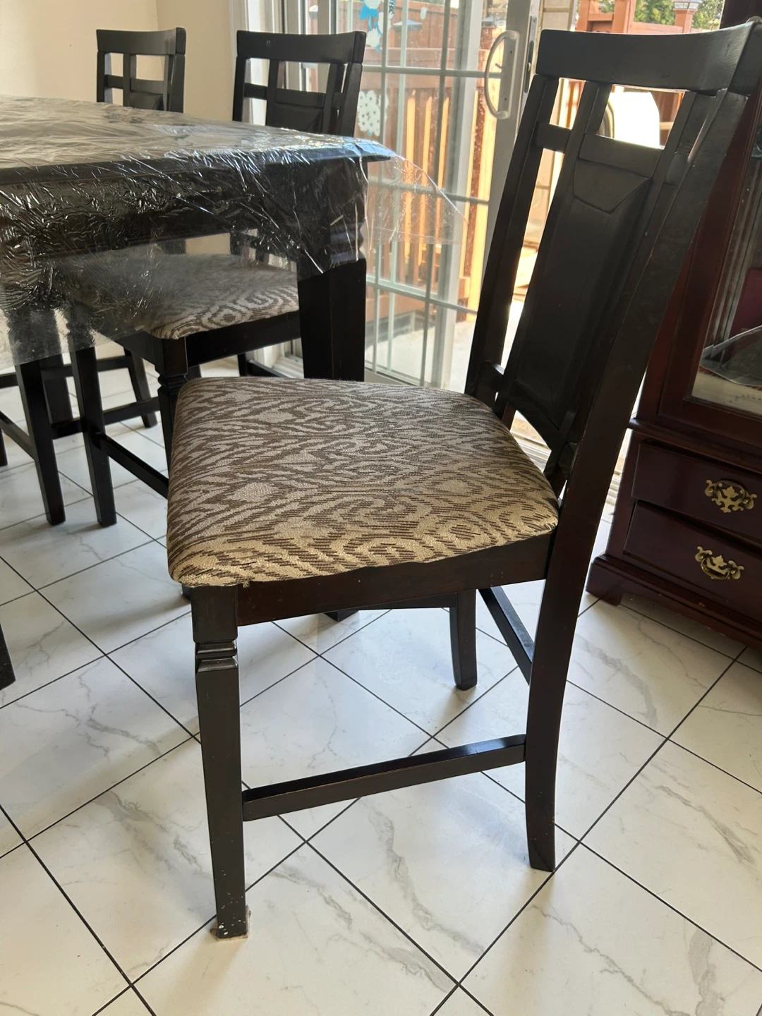Dark Wood Dining Table with 8 Chairs - photo 2