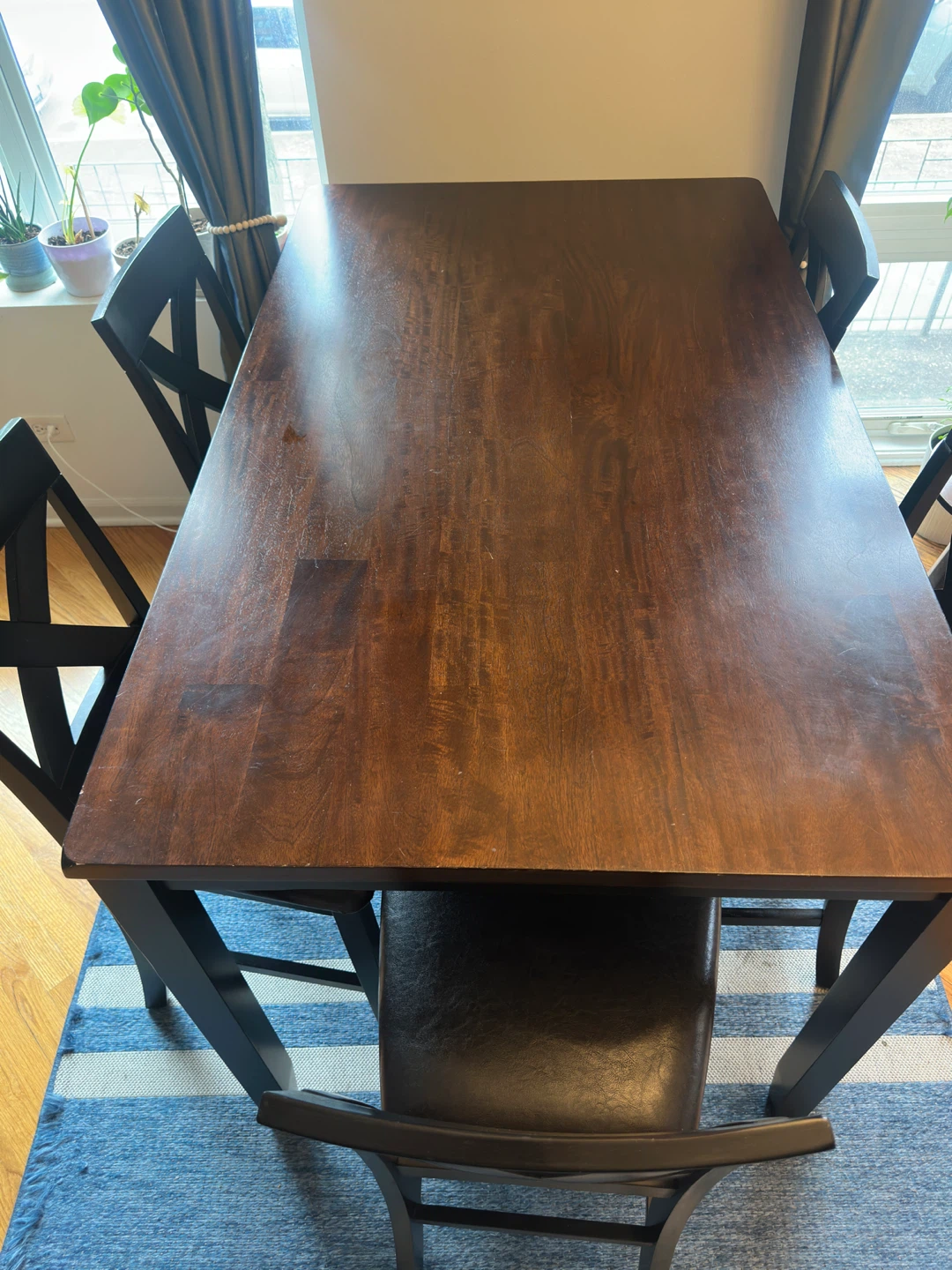 Dark Wood Dining Table with 5 Chairs - photo 2