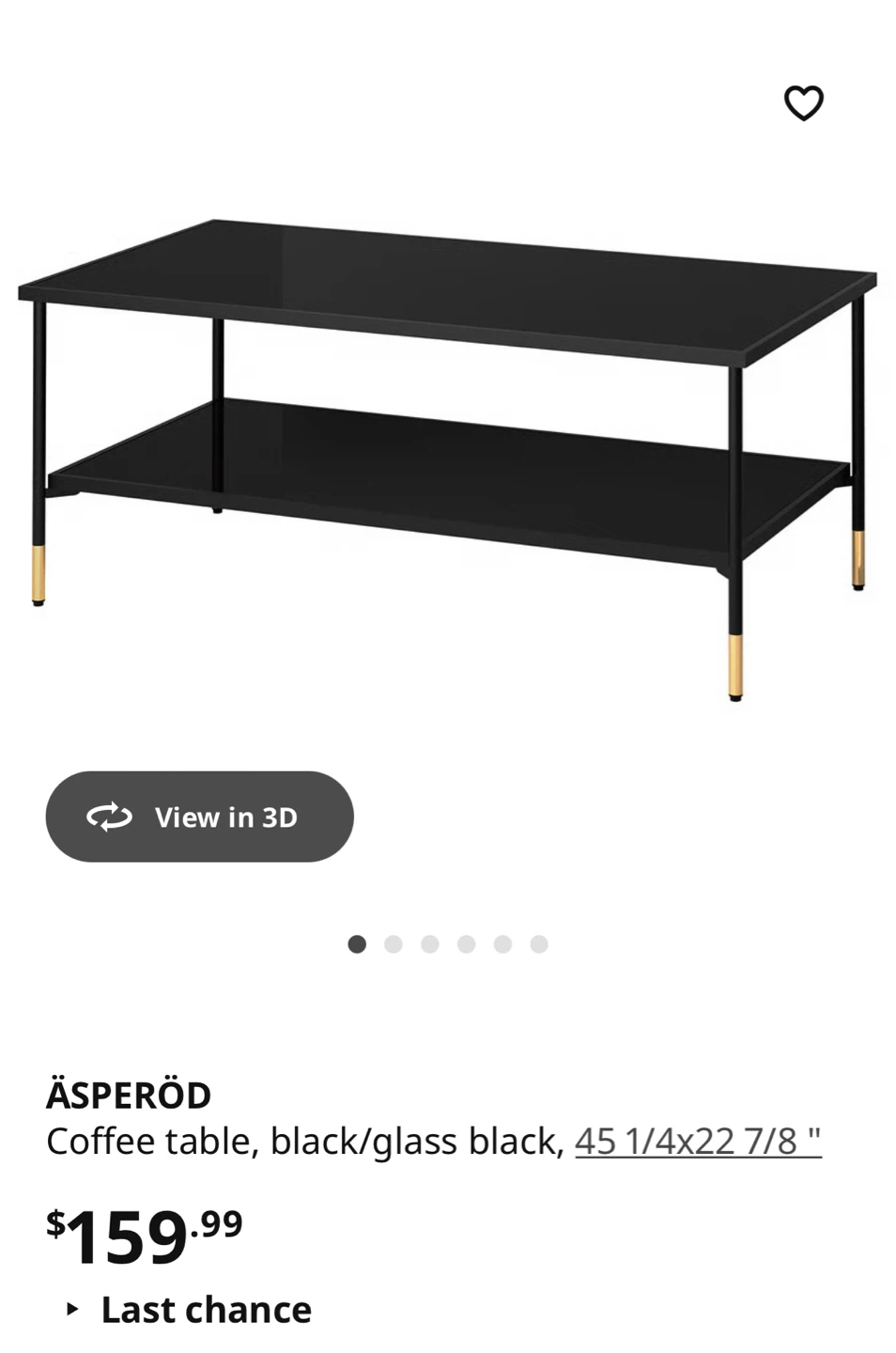 Black Glass Coffee Table with Gold Accents