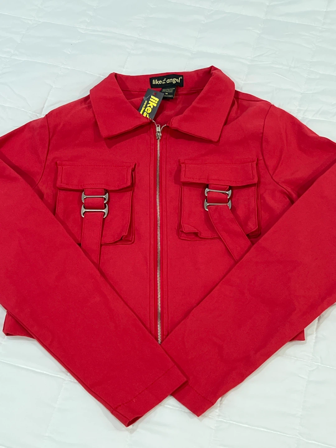 Like an Angel Red Cropped Zip-Up Jacket - photo 4