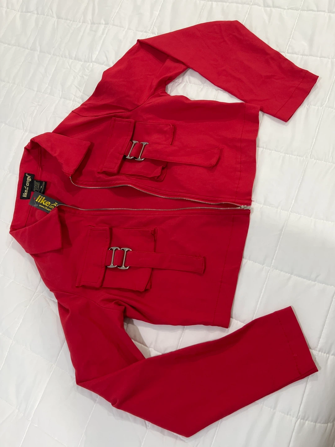 Like an Angel Red Cropped Zip-Up Jacket