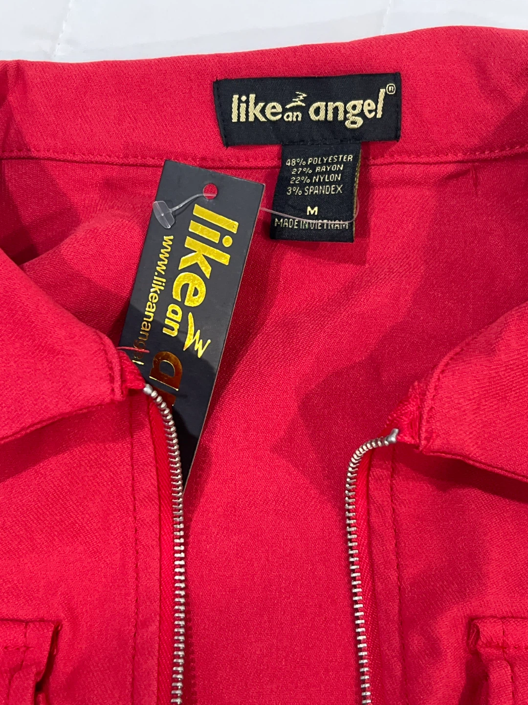 Like an Angel Red Cropped Zip-Up Jacket - photo 2