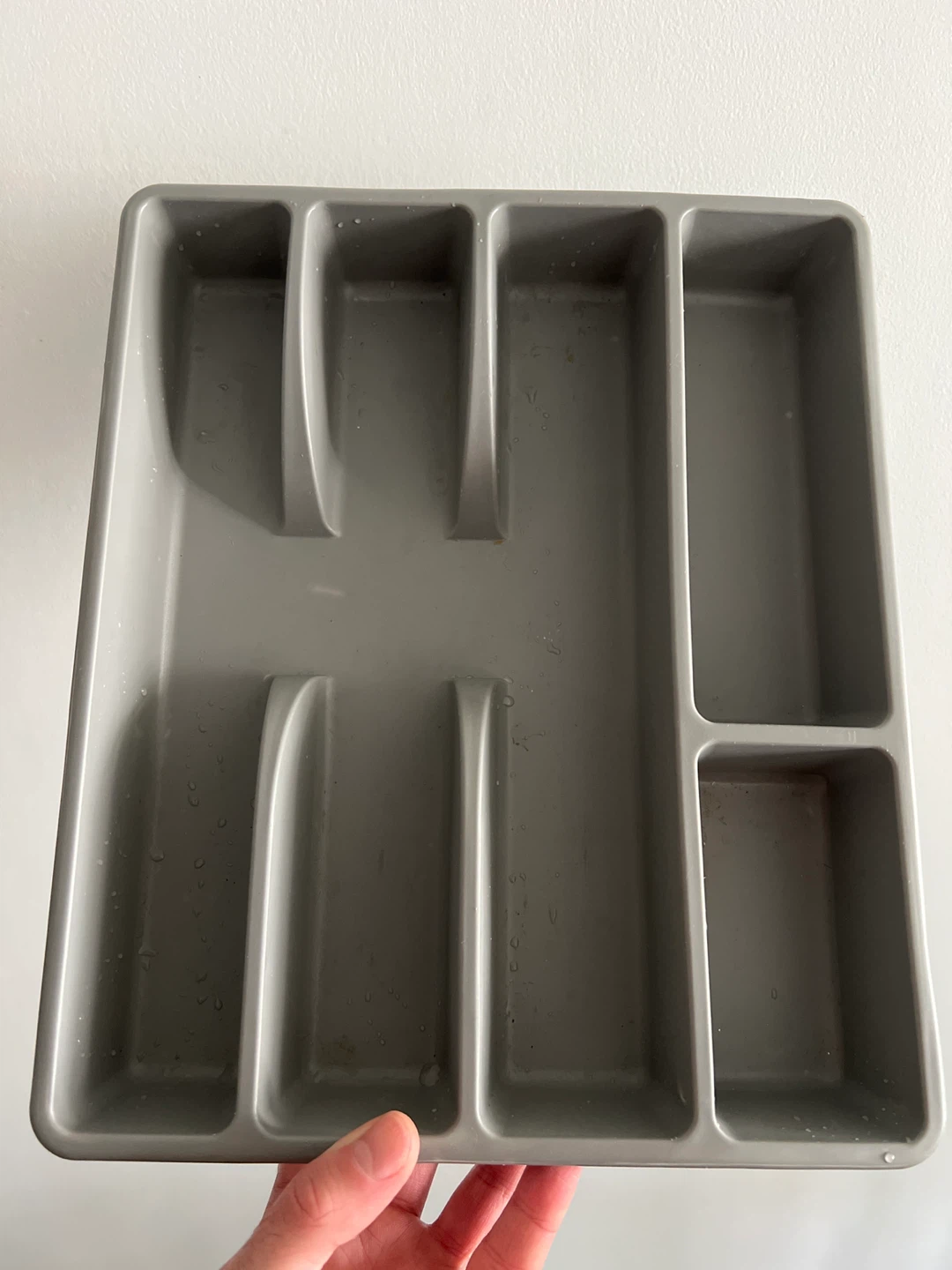 Grey Plastic Cutlery Organizer Tray