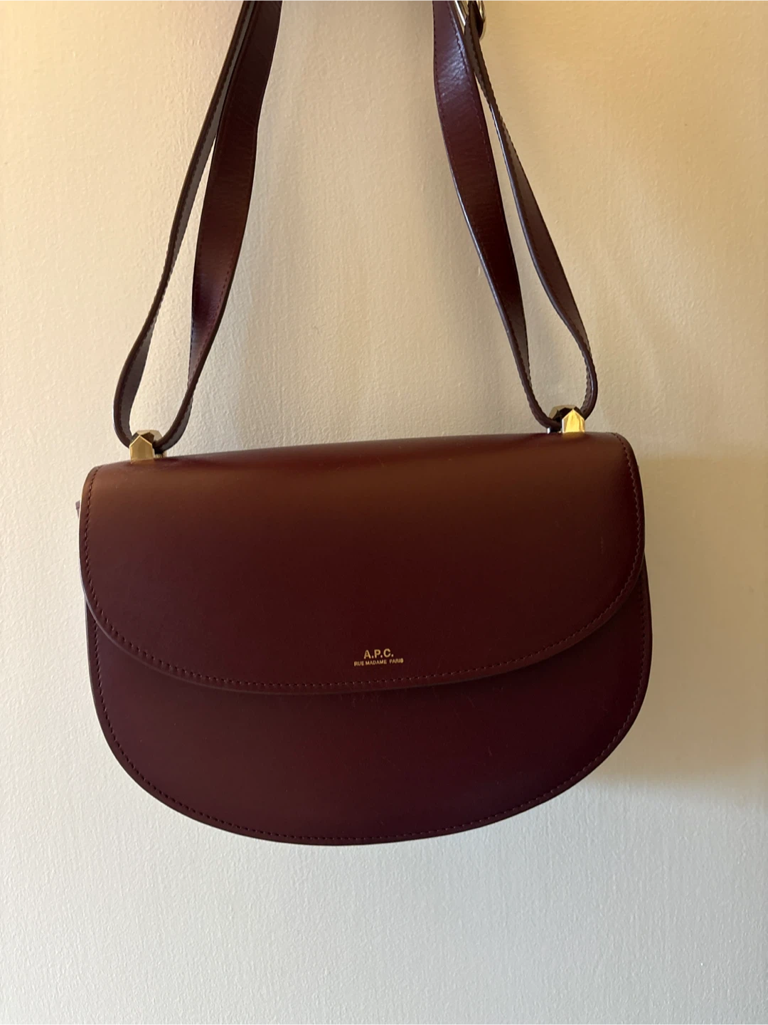 A.P.C. Burgundy Leather Shoulder Bag