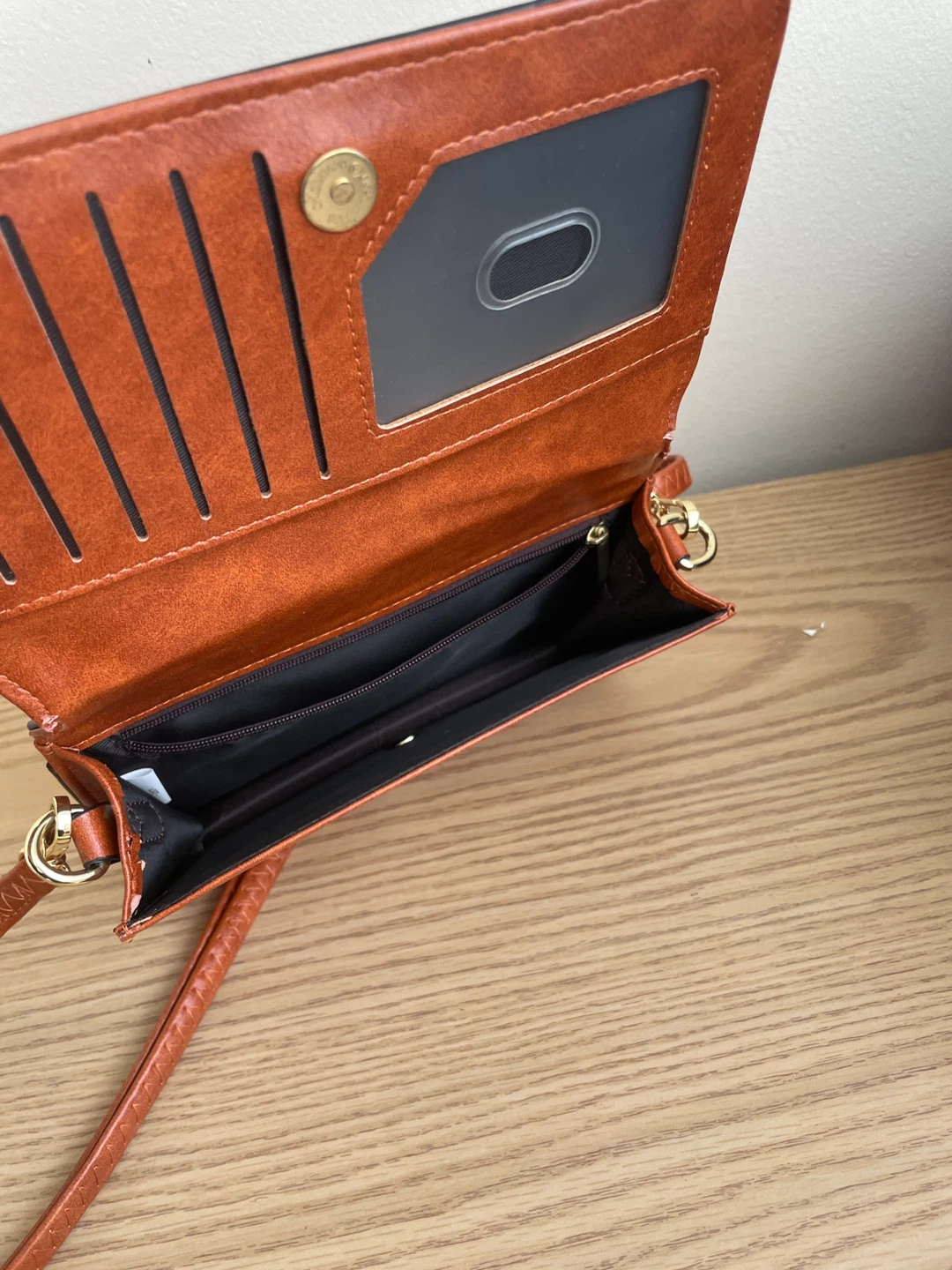 Brown Faux Leather Clutch Wallet with Strap - photo 4