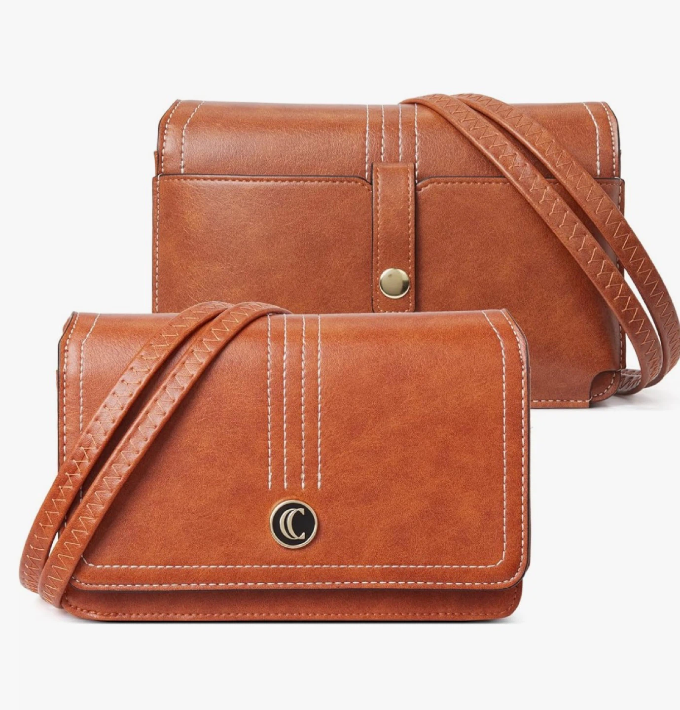 Brown Faux Leather Clutch Wallet with Strap - photo 2