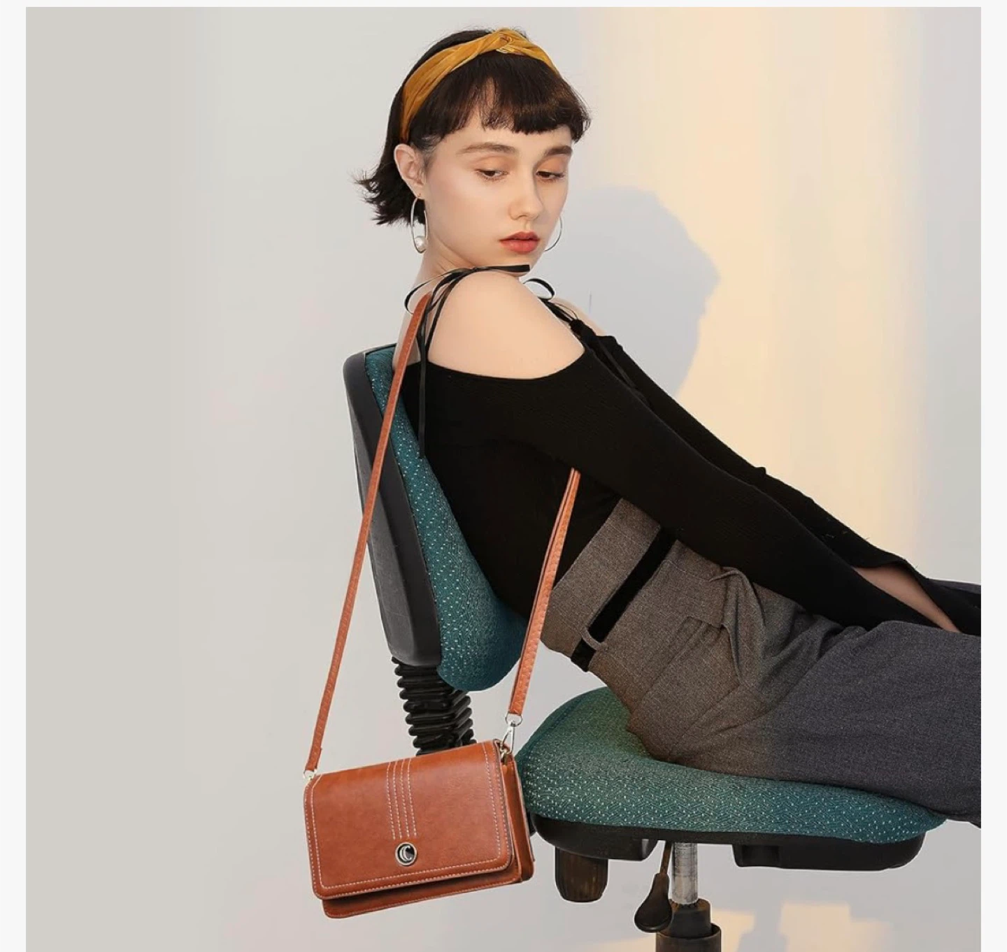 Brown Faux Leather Clutch Wallet with Strap