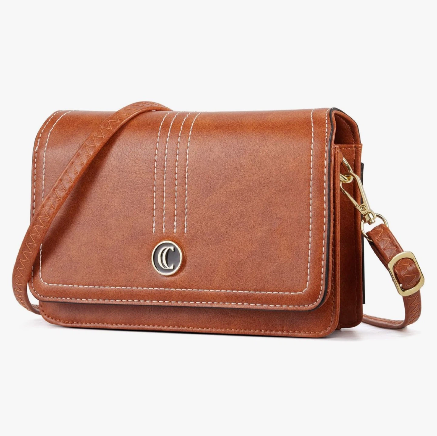 Brown Faux Leather Clutch Wallet with Strap - photo 5