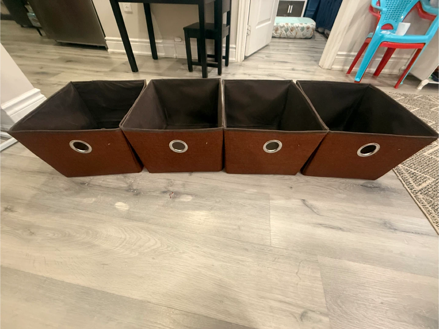 Set of 4 Fabric Storage Bins - Brown - photo 2