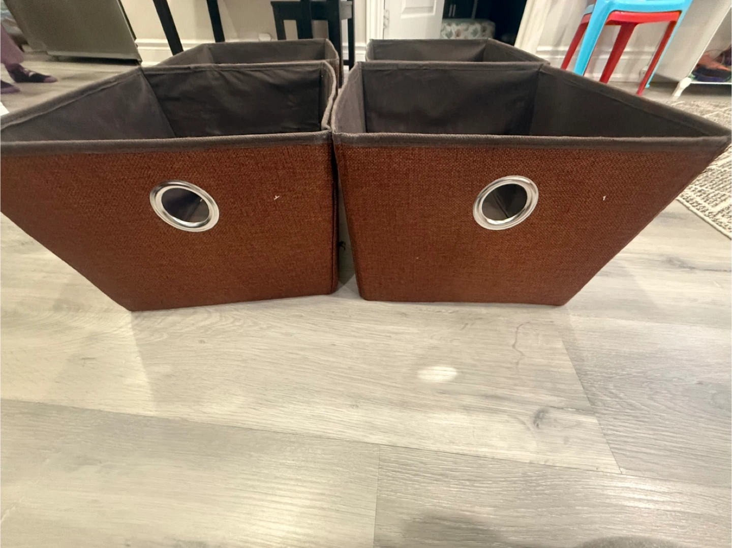 Set of 4 Fabric Storage Bins - Brown - photo 4