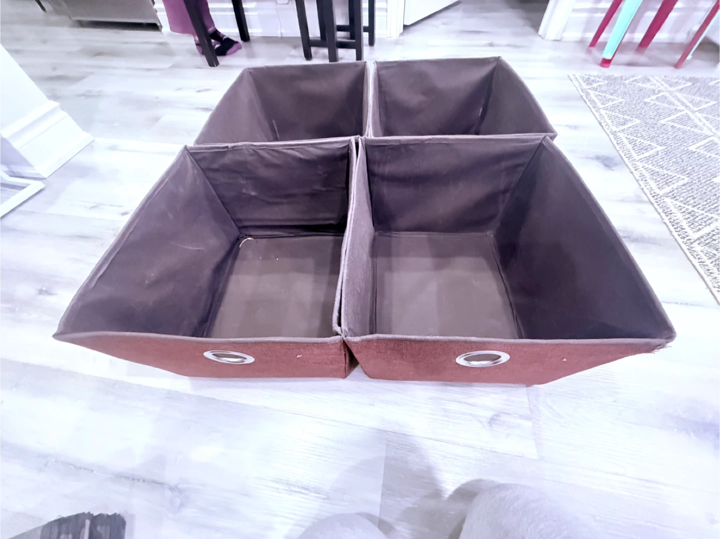 Set of 4 Fabric Storage Bins - Brown
