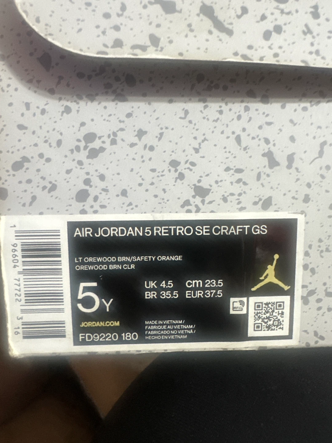 Air Jordan 5 Retro SE Craft GS "Lt Orewood Brn" Shoes Size 5Y - photo 2
