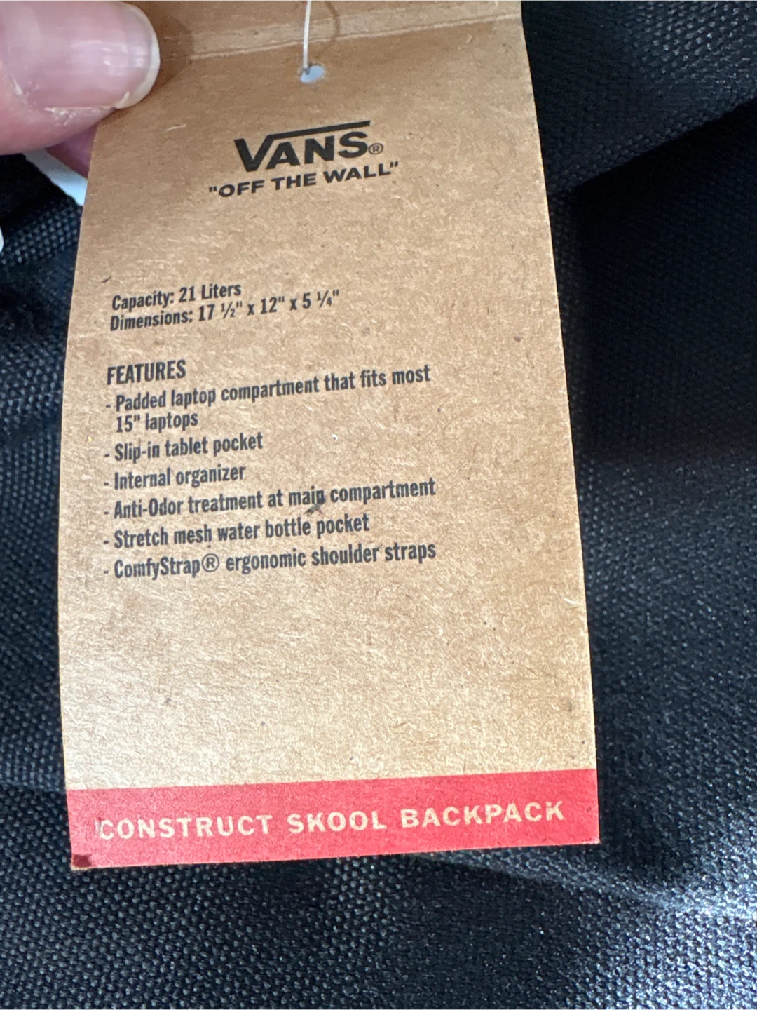 Brand New Vans  Backpack - Black - photo 2
