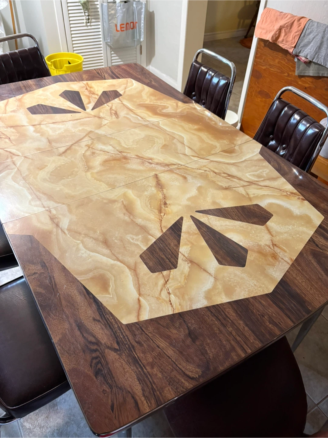 Vintage Dining Table with Faux Marble Top