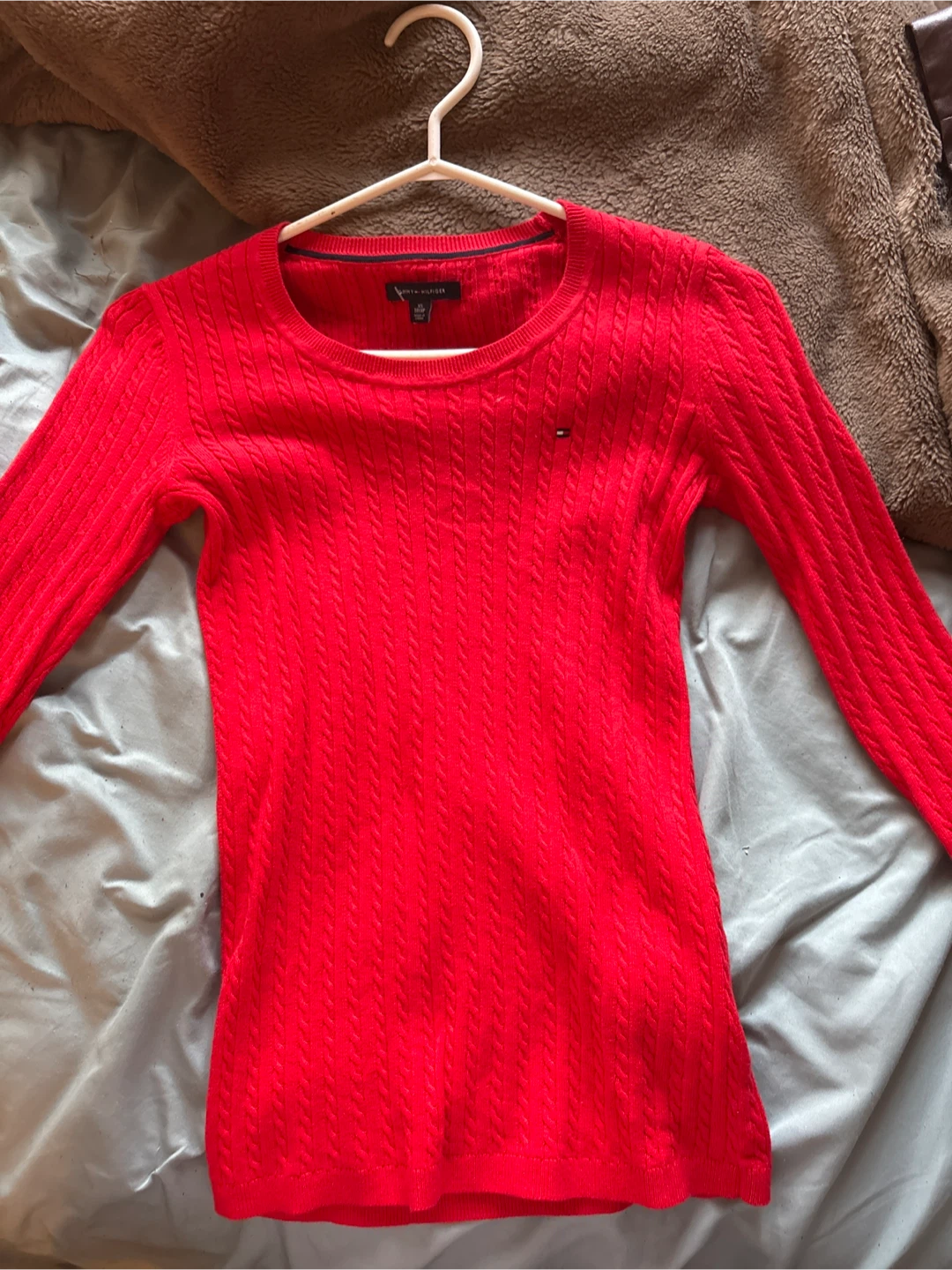 Tommy Hilfiger Red Cable Knit Sweater - Size Small