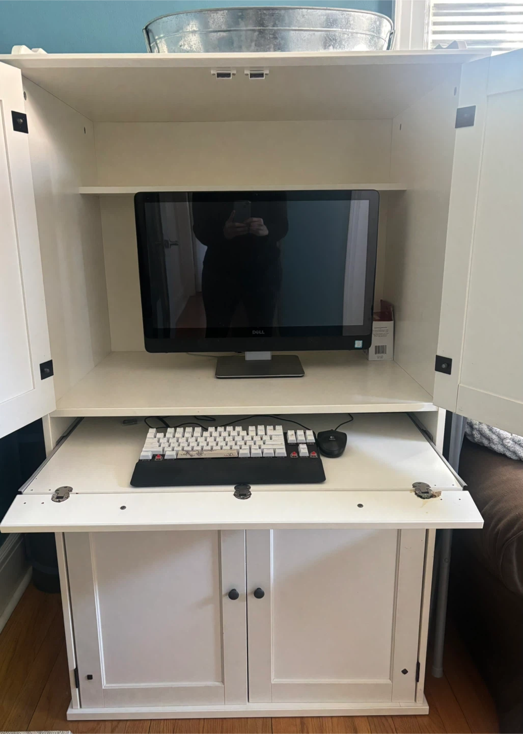 White Armoire Computer Desk - photo 2