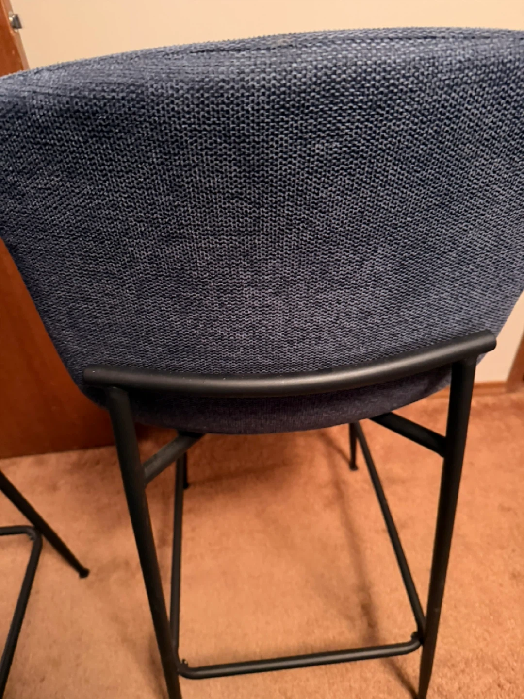 Set of 2 Blue Fabric counter  Stools