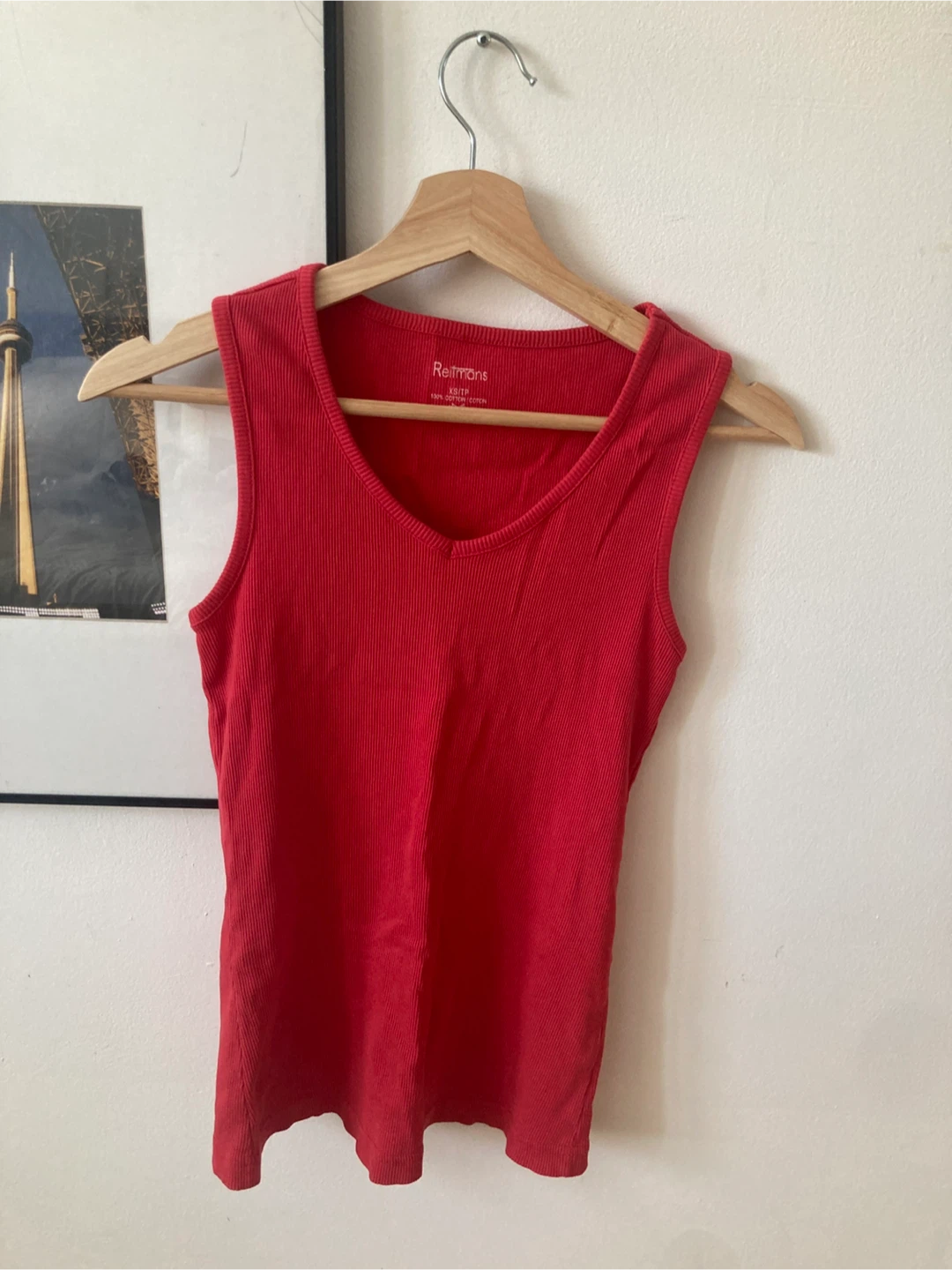 y2k Red Ribbed Tank Top - XS