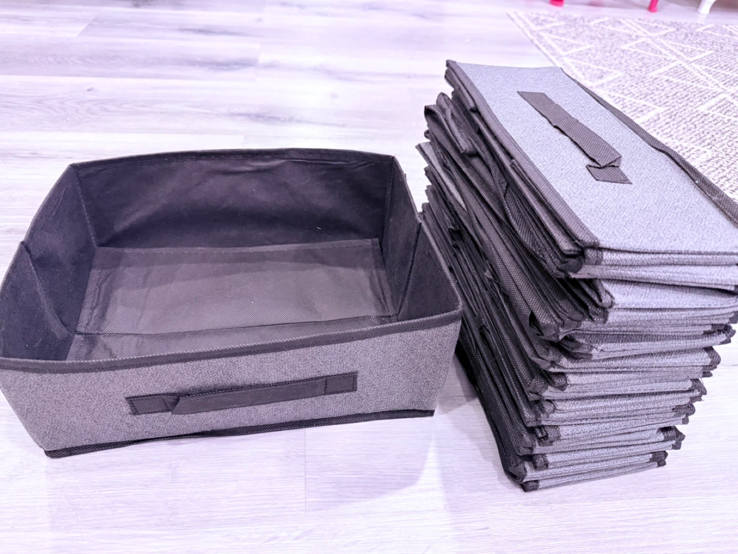 Grey Fabric Storage Bins