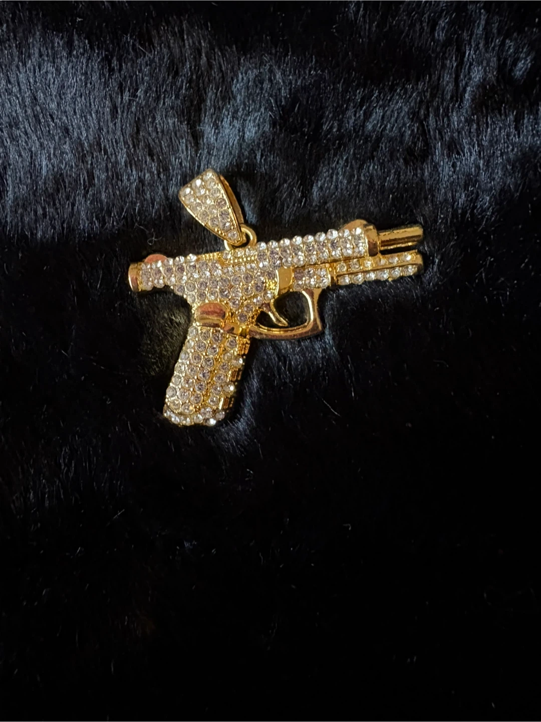 Gold Gun Pendant with Crystals - photo 3