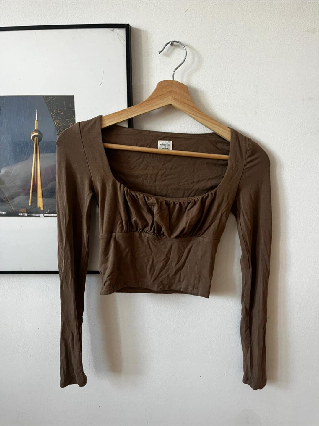 Wilfred Free Brown Long Sleeve Crop Top
