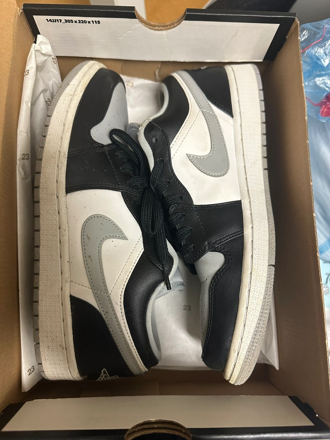 Air Jordan 1 Low Black/White-Light Smoke Grey Shoes - photo 2