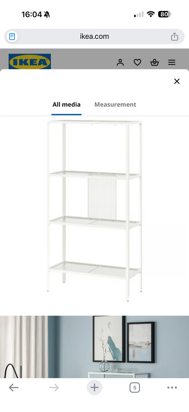 IKEA White Shelf Unit - 60cm Wide