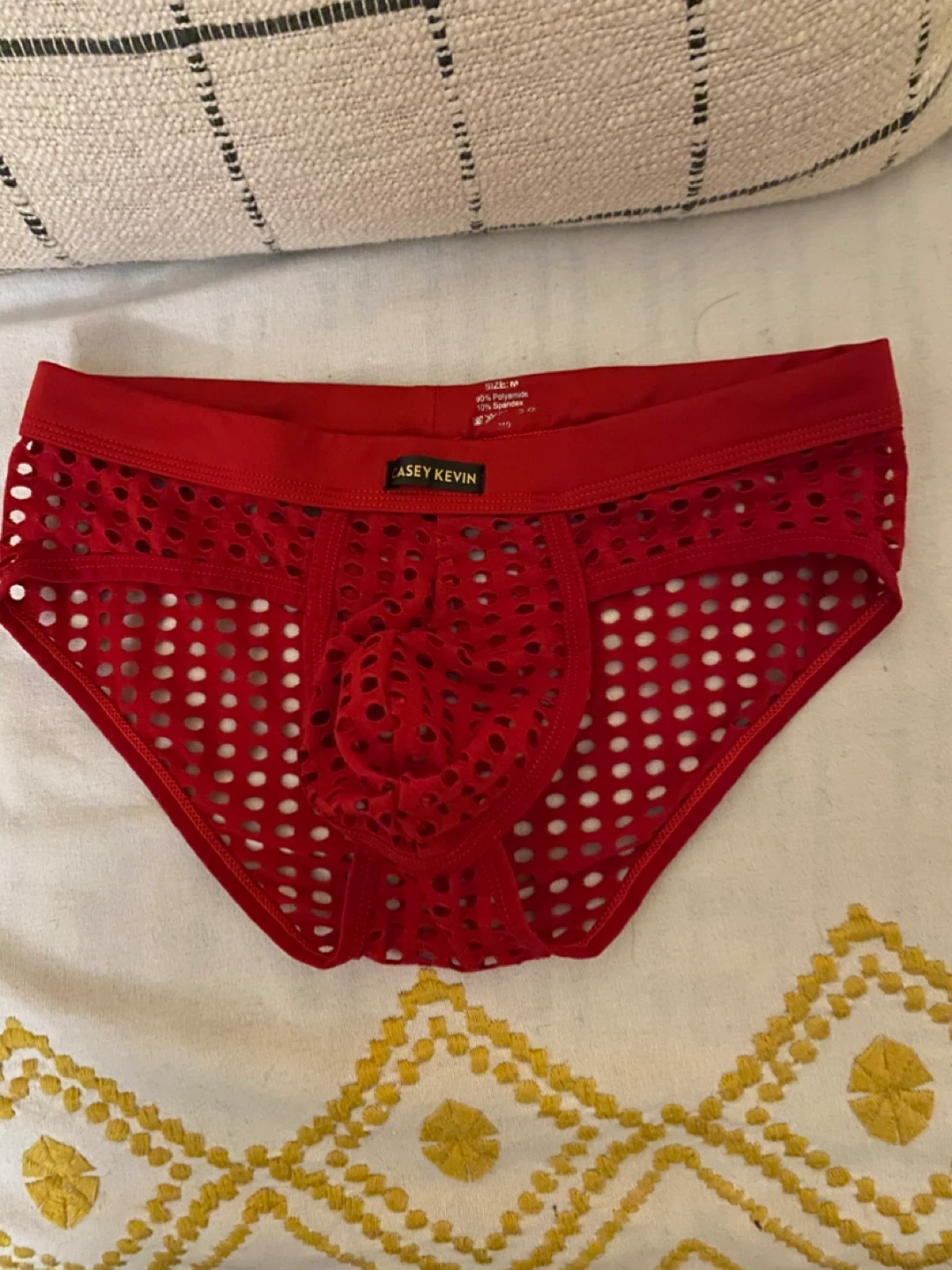 ASEY KEVIN Red Mesh Briefs - Size M