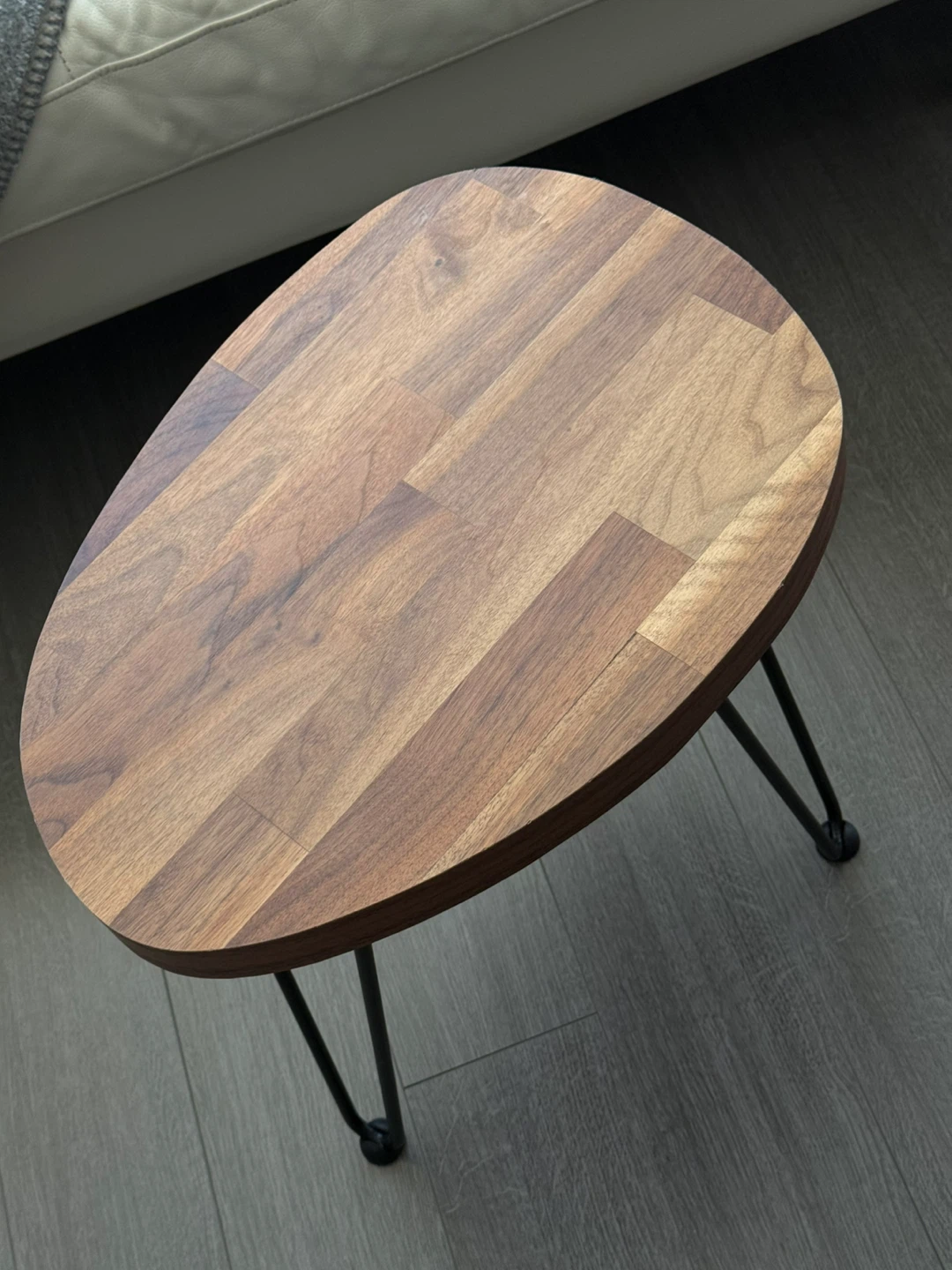 Walnut Oval Side Table with Metal Legs - photo 3