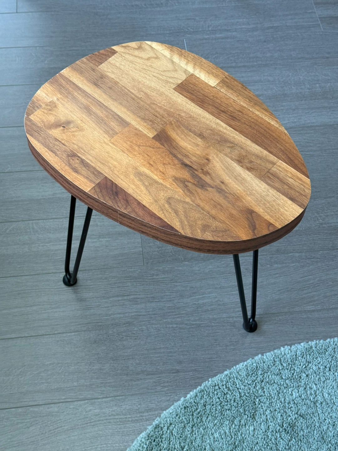 Walnut Oval Side Table with Metal Legs - photo 4