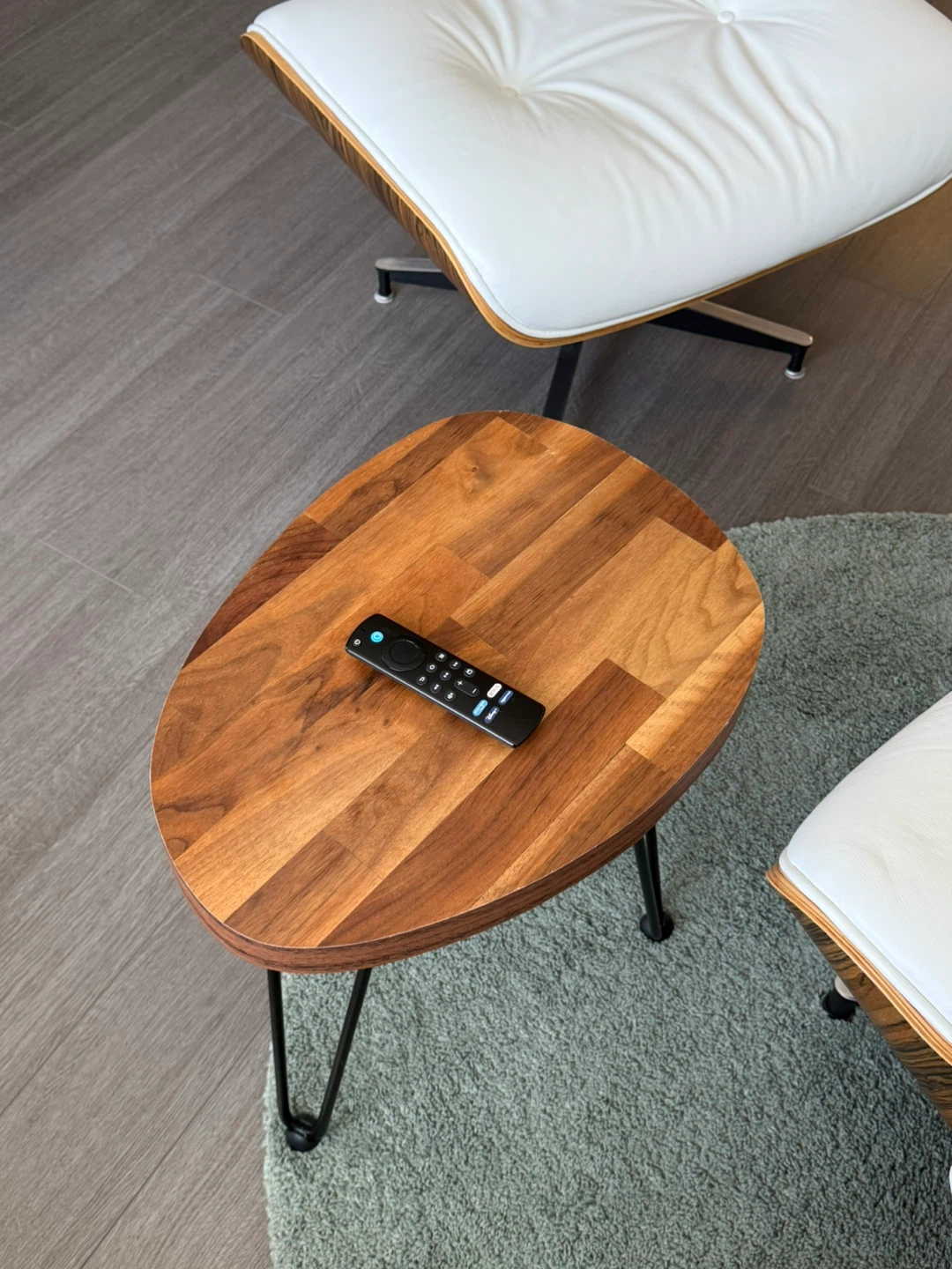 Walnut Oval Side Table with Metal Legs - photo 2