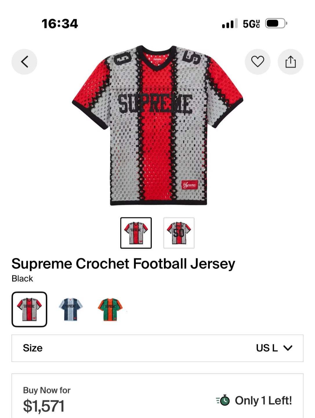 Supreme Crochet Football Jersey Size L Red/Grey - photo 4